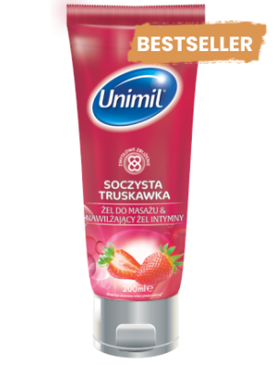 Unimil Zmysłowy żel do masażu 2 w 1 Soczysta Truskawka, 200ml